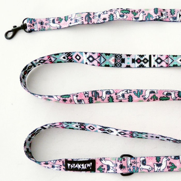 Dog Leash Llama, 2 cm wide, black small snap hook 4 cm