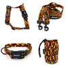ACCESSORY KIT. Medium dog. Dog on Fire Psiakrew Series; Collar, Harness, Leash, Sachet for dog treats