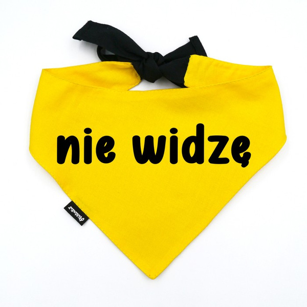 Bandana dla Psa NIE WIDZĘ Psiakrew, personalizowana chusteczka, żółta apaszka dla pupila 