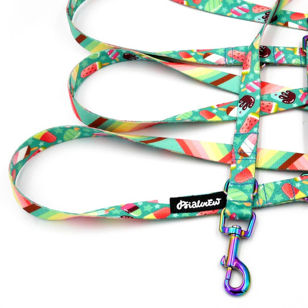Long Dog Leash Ice Ice Baby Psiakrew width 2 cm (0.78") wide, holo snap hook 6 cm