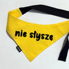 Bandana for Dog NIE SŁYSZĘ Psiakrew, personalized tied handkerchief, yellow bandana scarf