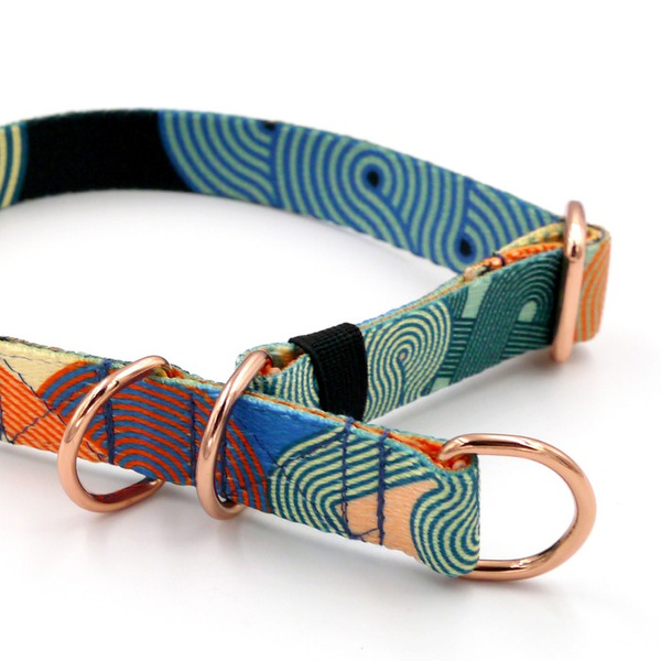 Half-Choke-Halsband Geo Snake, 2 cm breit, für kleine Hunde, goldene Accessoires
