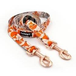 Dog Leash Foxy Lady width 2.5 cm, 1" wide. pink gold, big snap hook 8 cm