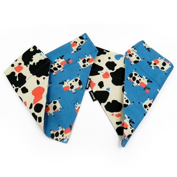 Double-sided bandana for Dog Spotted Cow, scarf with a tunnel for the collar Psiakrew