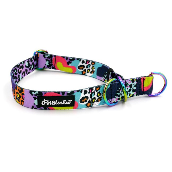 Half-choke collar Crazy Leopard - Psiakrew; 2.5 cm wide, medium and big dogs, HOLO extras