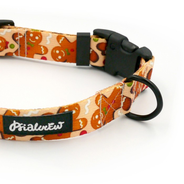 Dog Collar Cinnamon Gingerbread Psiakrew 2.5 cm 1" wide, black fittings