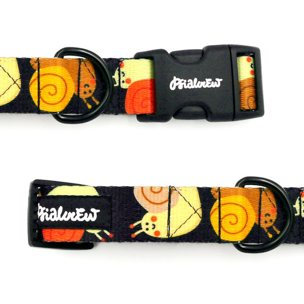 Dog Collar Snail Family Psiakrew 2.5 cm 1"  wide, black fittings