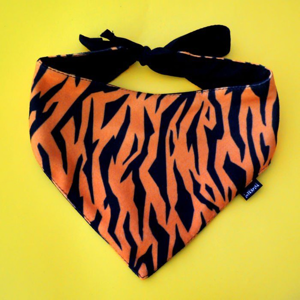 Premium Dog Bandana Tiger, Animal Print handkerchief style to tie around your pet’s neck