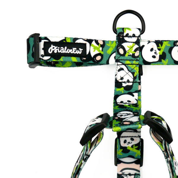 Hundegeschirr Guard Bamboo Panda von Psiakrew – 2,5 cm, Schwarze Beschläge