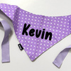 Bandana z imieniem Psa Psiakrew, personalizowana wiązana chusteczka, liliowa w groszki apaszka