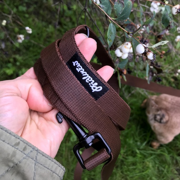 Brown Dog Leash width 2 cm 0.78 ", black extras