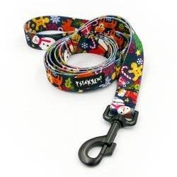 Dog Leash Winter is coming width 2.5 cm, 1"  wide, big black snap hook 8 cm