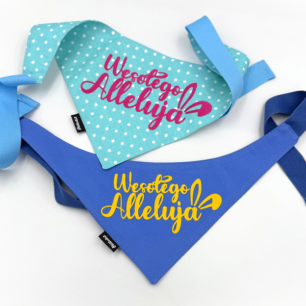 Personalisiertes Blau Bandana für Hunde Wesołego Alleluja Psiakrew