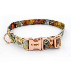 Dog Collar Psiakrew Forest Treasures, 2 cm 0.78"  wide, for smaller dogs, pink gold clip