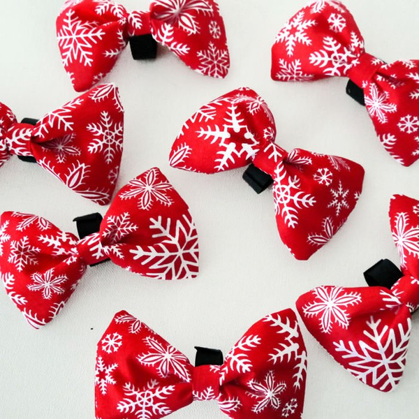 Christmas Dog Bow Tie Snowflake, Pet Bow Tie, Bowtie, Collar Attachment
