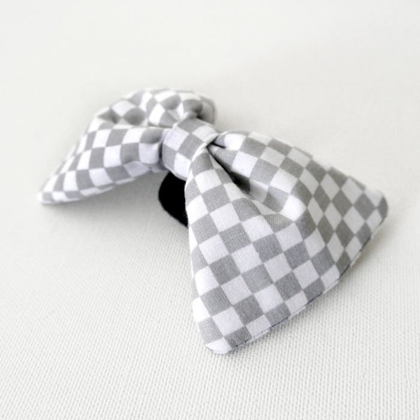 Grey and white checker Dog Bow Tie Lissi, Pet Bow Tie, Bowtie, Collar Attachment