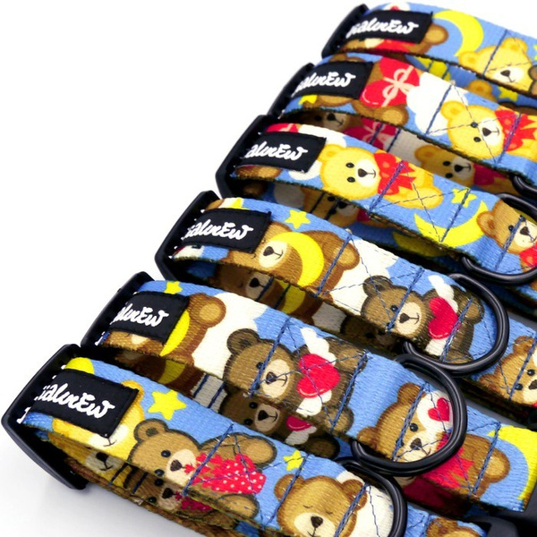 Dog Collar Teddy Bear Psiakrew 2.5 cm 1" wide, black fittings