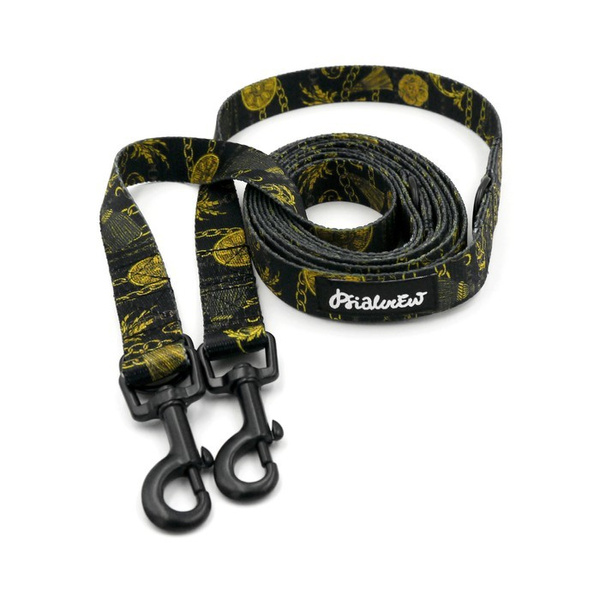 Long Dog Leash Donatella Psiakrew width 2 cm (0.78"), black snap hook 6 cm