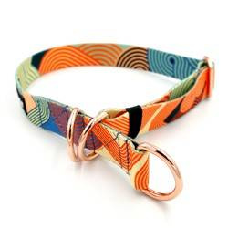 Half-choke collar Geo Snake, 2.5 cm wide, medium and big dogs, golden extras