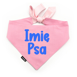 Bandana z imieniem Psa Psiakrew, personalizowana chusteczka różowa apaszka niebieski napis