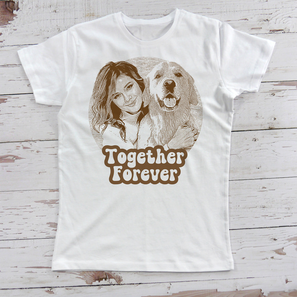 Personalisiertes Weiß kurzärmeliges Psiakrew-T-Shirt für Damen mit dem Bild Ihres Haustieres