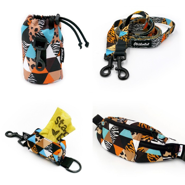 ZUBEHÖRSATZ. Einen kleinen Hund. Wild Animals Psiakrew - Serie; Sachet, Leine, Etui, Hüfttasche 