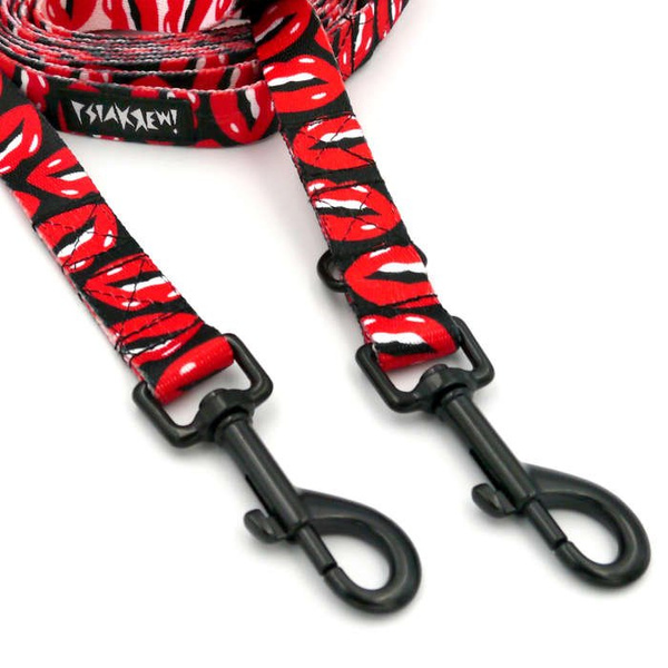 Long Dog Leash Lipstick width 2 cm (0.78") wide, black snap hook