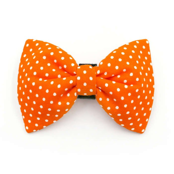 Orange and white polka dot Dog Bow Tie Mandarin, Pet Bow Tie, Bowtie, Collar Attachment