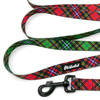 Długa smycz dla psa przepinana w szkocką kratę Tartan Psiakrew, 2,5 cm karabińczyk 8 cm czarny