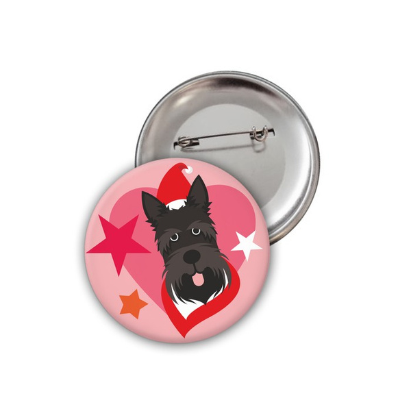 Hund Scottish Terrier Weihnachtsabzeichen Psiakrew Button Badzyk 25mm