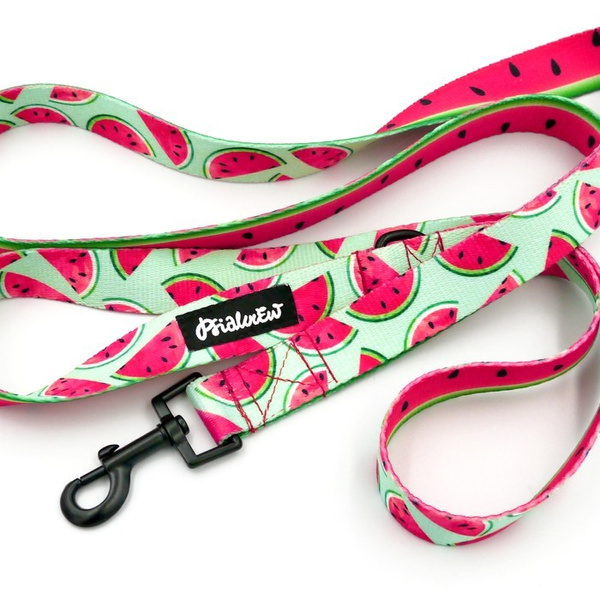 Hundeleine Watermelon Psiakrew Breite 2,5 cm, 1" breit, schwarzer Karabinerhaken 6 cm