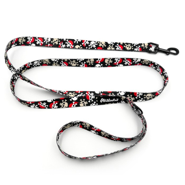 Laufleine für Hund Pirates Psiakrew, Breite 2 cm, schwarzer Karabinerhaken 6 cm