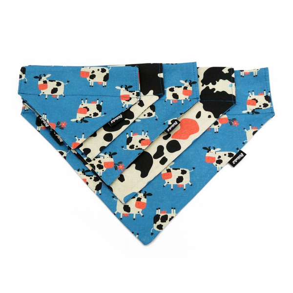 Doppelseitiges Bandana für den Hund, Gefleckte Kuh, Schal mit einem Tunnel für das Halsband Psiakrew