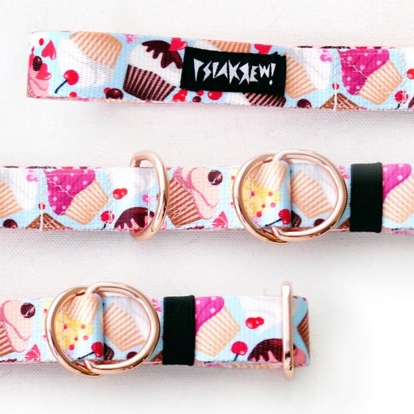 Half-choke collar Hot Sweetness, 2.5 cm wide, medium and big dogs, rose gold