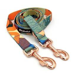 Dog Leash Geo Snake width 2.5 cm, 1"  wide, pink gold, big snap hook 8 cm