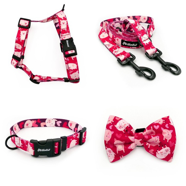 ZUBEHÖRSATZ. Großer Hund. Piggy in Love Psiakrew - Serie; Halsband, Geschirr, Leine, Fliege