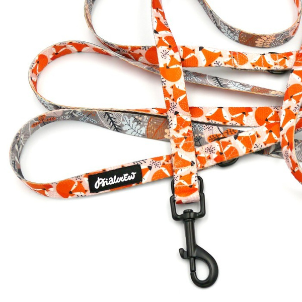 Smycz dla psa długa przepinana w liski Foxy Lady Psiakrew, szer. 2 cm, karabińczyk czarny 7cm