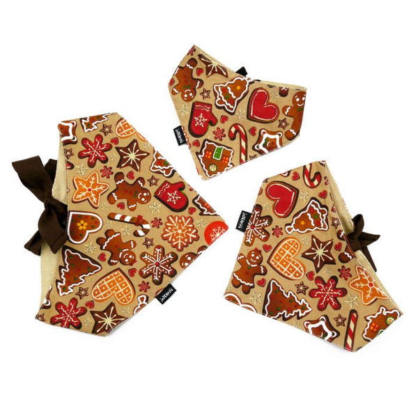Premium Dog Bandana Cinnamon Gingerbreads handkerchief style to tie around your pet’s neck