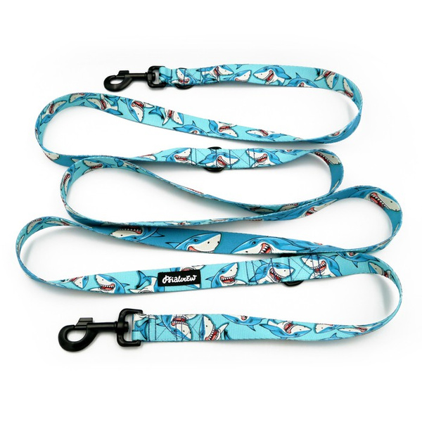 Dog Leash Sharks width 2.5 cm, 1"  wide, black snap hook 8cm