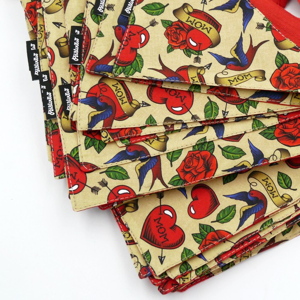 Dog Bandana Love Mom Tattoo handkerchief style to tie around your pet’s neck