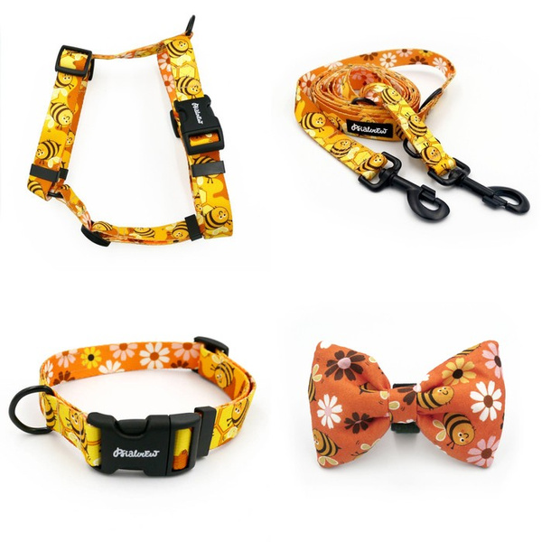 ACCESSORY KIT. Big dog. Busy Bees Psiakrew Series; Collar, Harness, Leash, Bow Tie