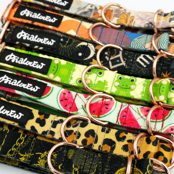 Half-Choke-Halsband Zodiak, 2 cm breit, für kleine Hunde, goldene Accessoires