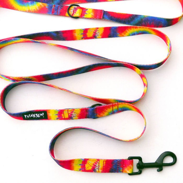 Dog Leash Tie Dye width 2 cm wide, black snap hook 7 cm