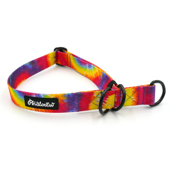 Half-choke collar Tie Dye Psiakrew, 2.5 cm wide, medium and big dogs, black extras