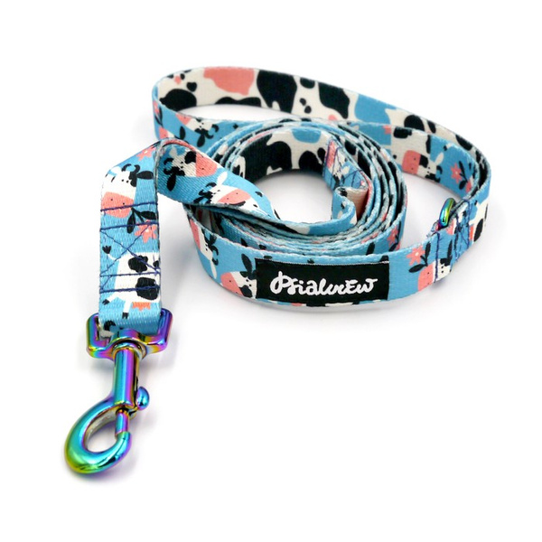 Walking leash for Dog Spotted Cow Psiakrew, width 2 cm, holo snap hook 6 cm