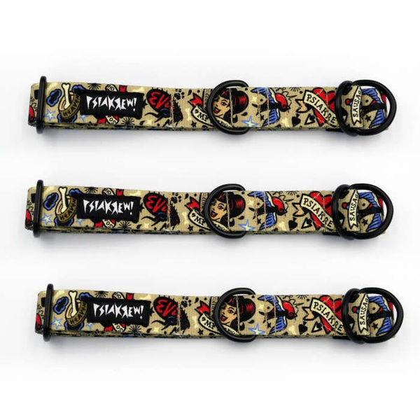 Half-choke collar Dog Tattoo, 2.5 cm wide, medium and big dogs, black extras