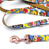 Dog Leash Teddy Bear Psiakrew width 2.5 cm, 1"  wide. pink gold, big snap hook 8 cm
