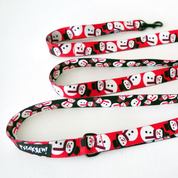 Smycz spacerowa miejska dla małego Psa; Snowman; szerokość 2 cm; czarny mały karabińczyk 4 cm