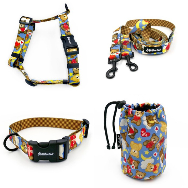 ACCESSORY KIT. Medium dog. Teddy Bear Psiakrew Series; Collar, Harness, Leash, Sachet for dog treats