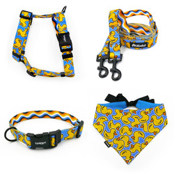 ZUBEHÖRSATZ. Mittlerer Hund. Ducky Duck Psiakrew - Serie; Halsband, Geschirr, Leine, Bandana